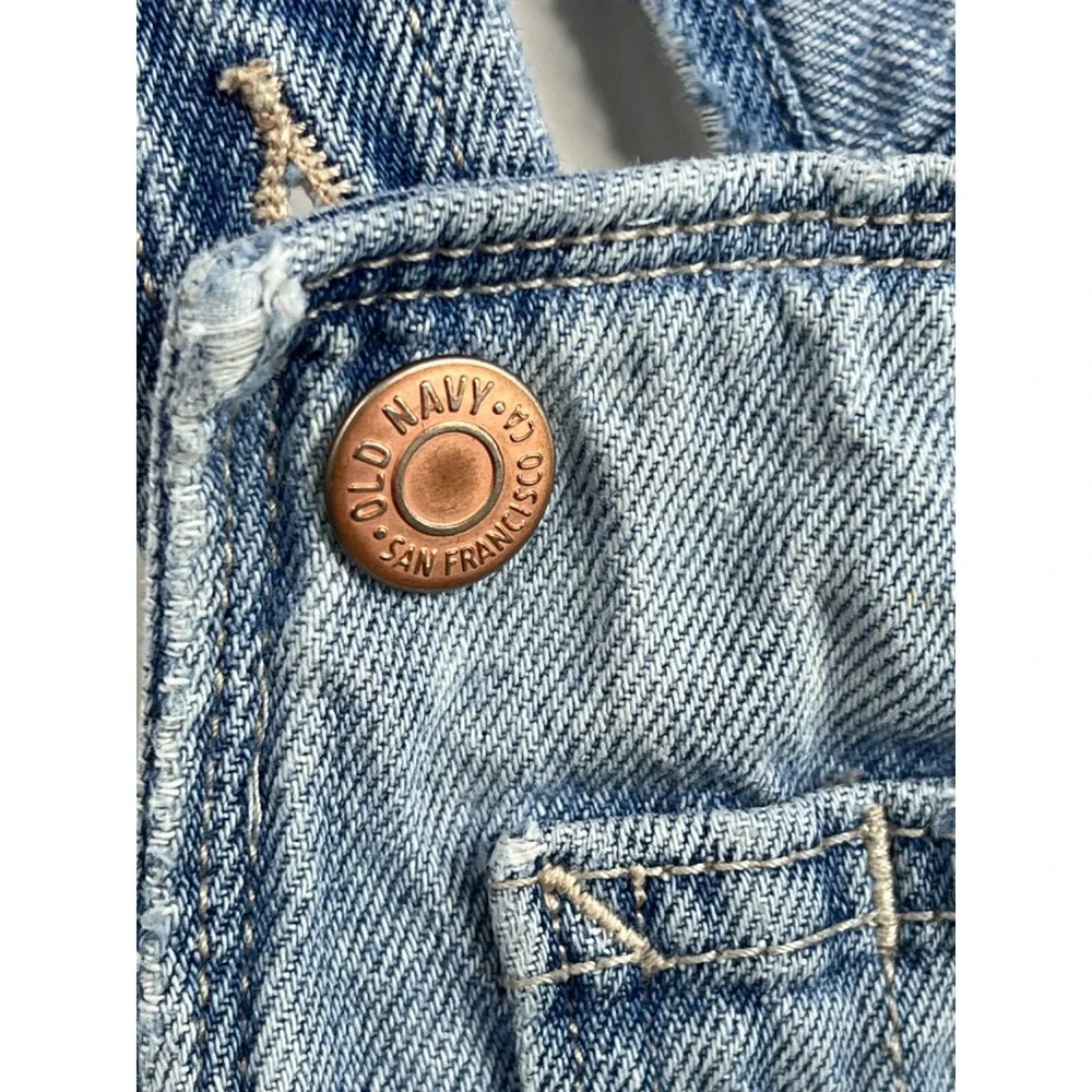 Old Navy Bib Overall Jumper Skirt‎ Dress Girls' Size 8 Blue Denim Raw Hem